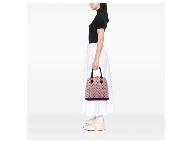 Louis Vuitton Monogram Mini Lin Alma Haut Handtasche Rot - Ansicht 5