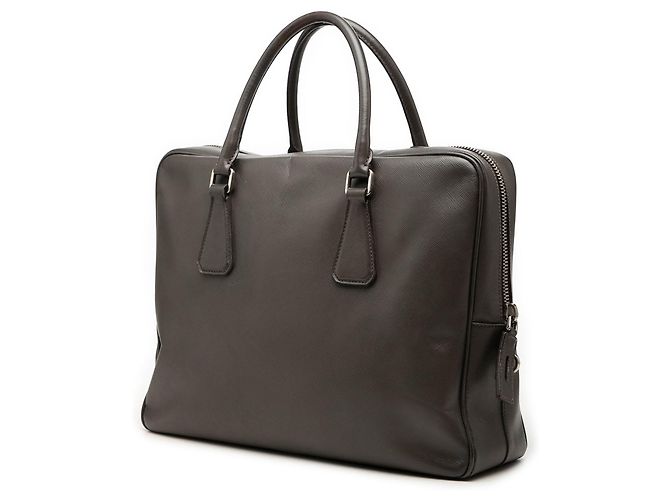 Mala de negócios Prada Saffiano cinza - vista 2