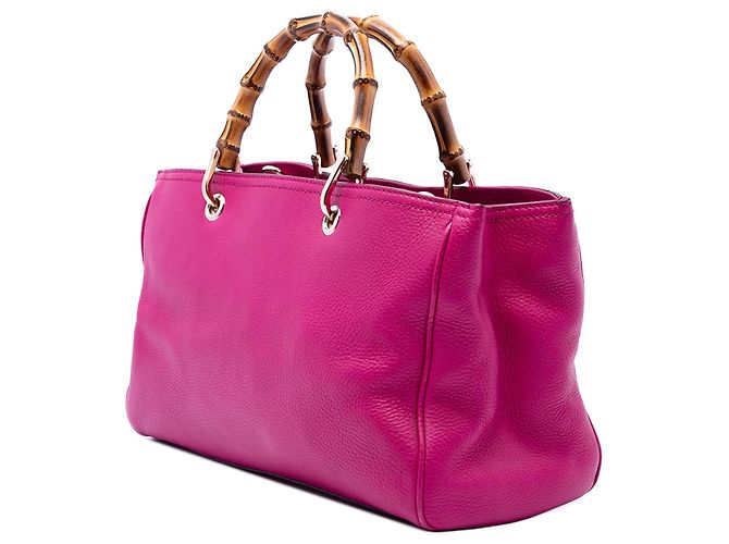 Bamboo Bolsa Shopper Satchel Gucci Medium em couro de bezerro rosa com bambu - vista 2