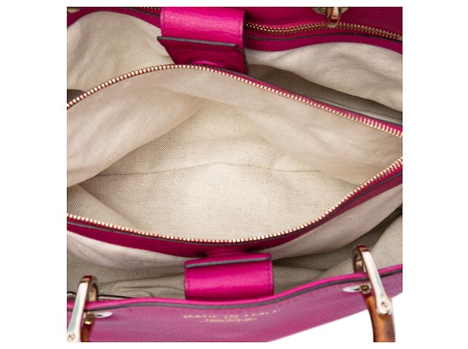 Bamboo Bolsa Shopper Satchel Gucci Medium em couro de bezerro rosa com bambu - vista 4