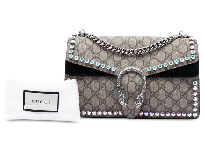 Borsa a tracolla Gucci Dionysus Medium GG Supreme Crystal Nera Nero - vista 7