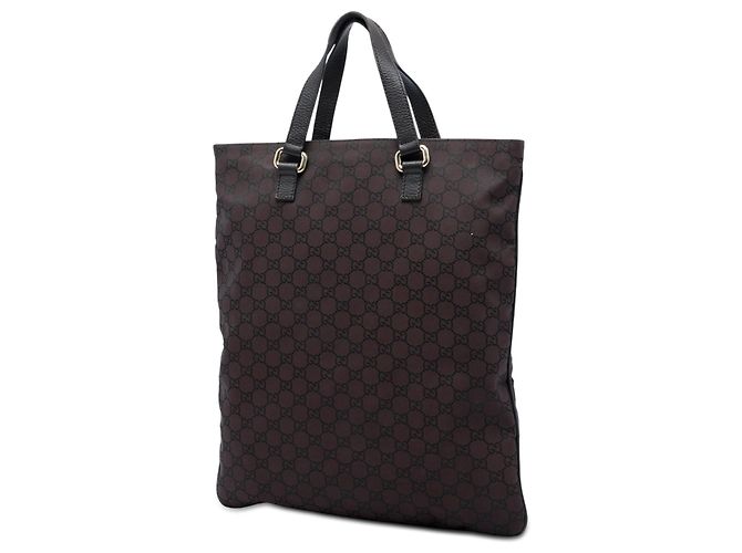 Tote bag Gucci GG in nylon marrone - vista 2