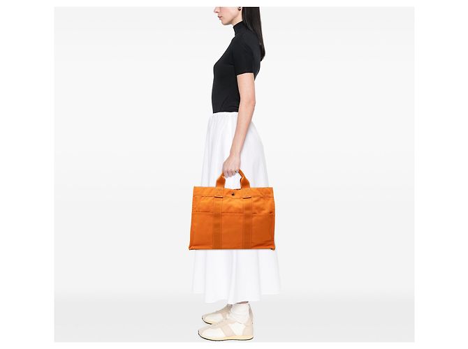 Borsa Tote Hermès Fourre Tout MM in tela Arancione - vista 6