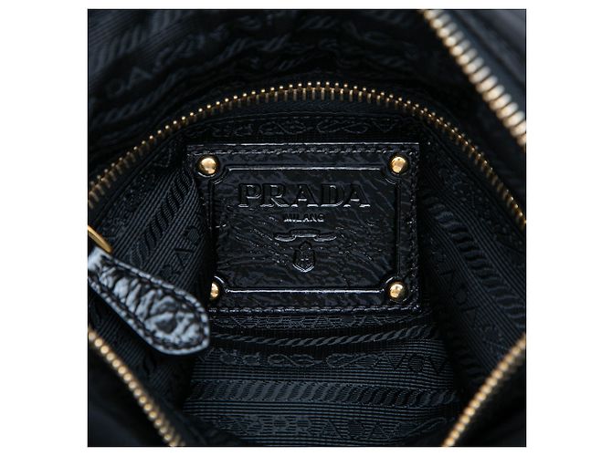 Sac messager Prada Tessuto Zip à double boucle noir - vue 5
