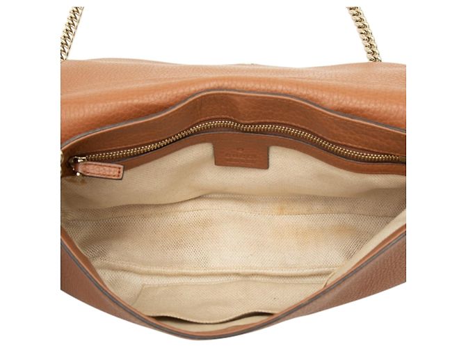 Borsa a tracolla Soho Chain Gucci Medium in pelle di vitello marrone - vista 4