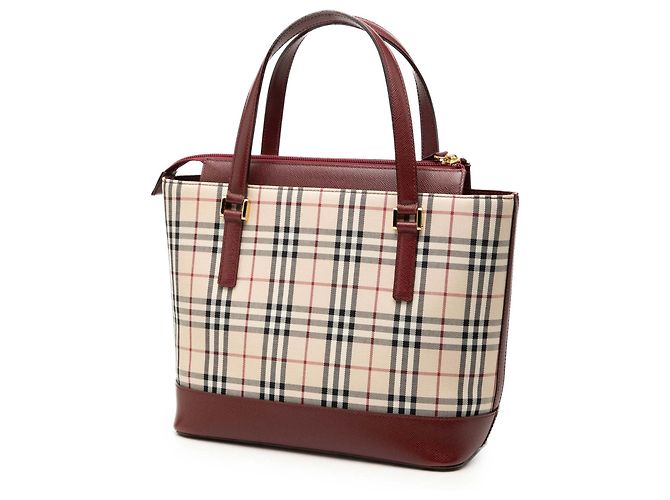 Borsa Tote Burberry House Check in tela beige - vista 2