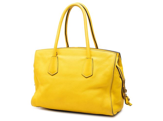 Sac à main Prada Vitello Daino avec fermeture éclair jaune - vue 2