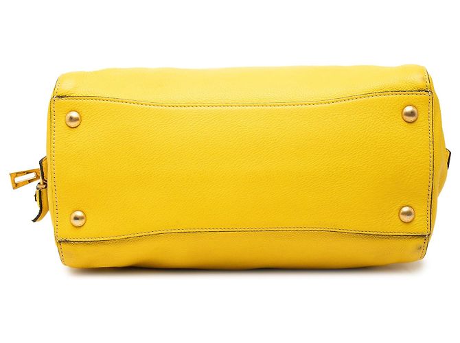 Sac à main Prada Vitello Daino avec fermeture éclair jaune - vue 3