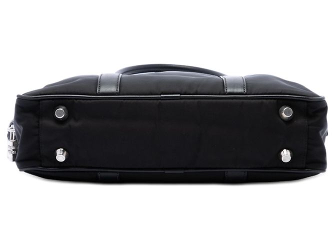 Borsa business Prada in Tessuto con profili in Saffiano nera Nero - vista 3