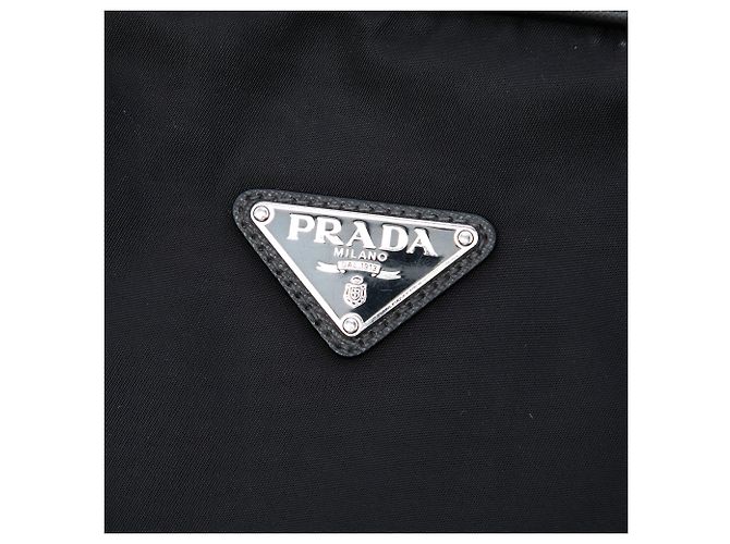Borsa business Prada in Tessuto con profili in Saffiano nera Nero - vista 5