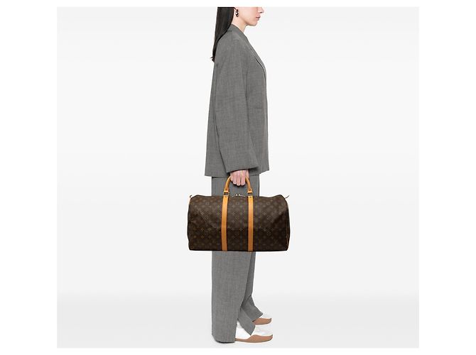 Sac de voyage Louis Vuitton Monogram Keepall 50 Marron - vue 6