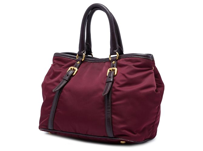 Rote Prada Soft Calf Trimmed Tessuto Handtasche - Ansicht 2