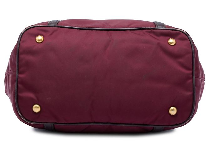 Rote Prada Soft Calf Trimmed Tessuto Handtasche - Ansicht 3