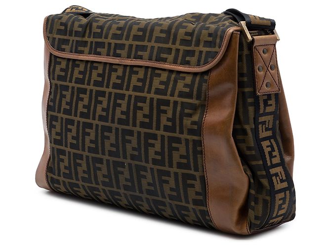 Borsa a tracolla Fendi Zucca Canvas FF marrone - vista 2