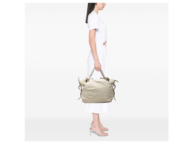 Tote Gucci Large Leather Bamboo Bar Bianco - vista 6