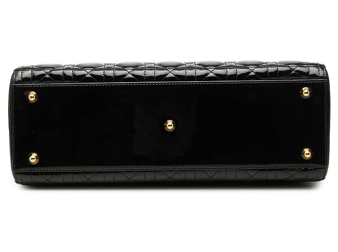 Autre Marque Borsa Lady Dior Large in pelle vernita Cannage Nera Nero - vista 3