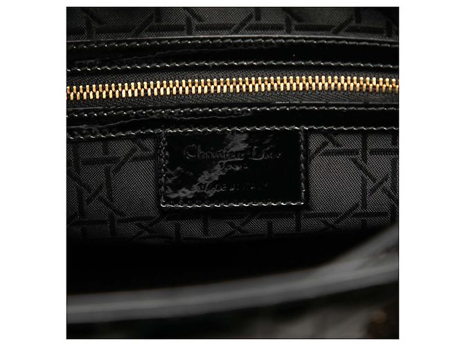 Autre Marque Borsa Lady Dior Large in pelle vernita Cannage Nera Nero - vista 5