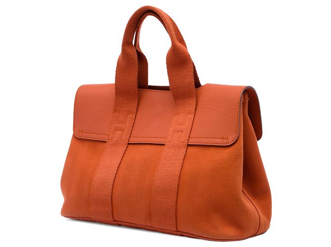 Bolsa Hermès Valparaiso PM em Toile e Swift Laranja - vista 2
