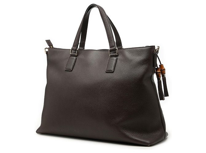 Bamboo Bolsa Satchel Gucci em couro de bezerro marrom com tassel de bambu - vista 2