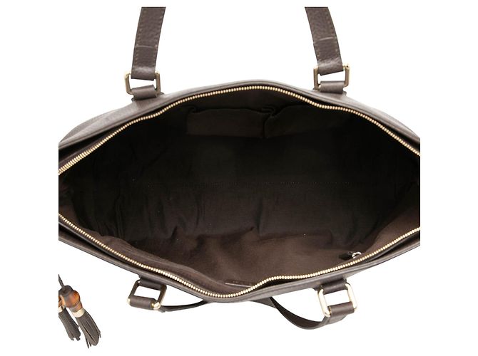 Bamboo Bolsa Satchel Gucci em couro de bezerro marrom com tassel de bambu - vista 4