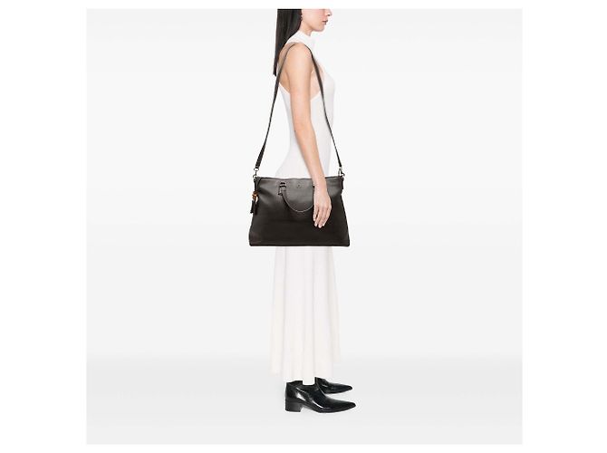 Bamboo Bolsa Satchel Gucci em couro de bezerro marrom com tassel de bambu - vista 6