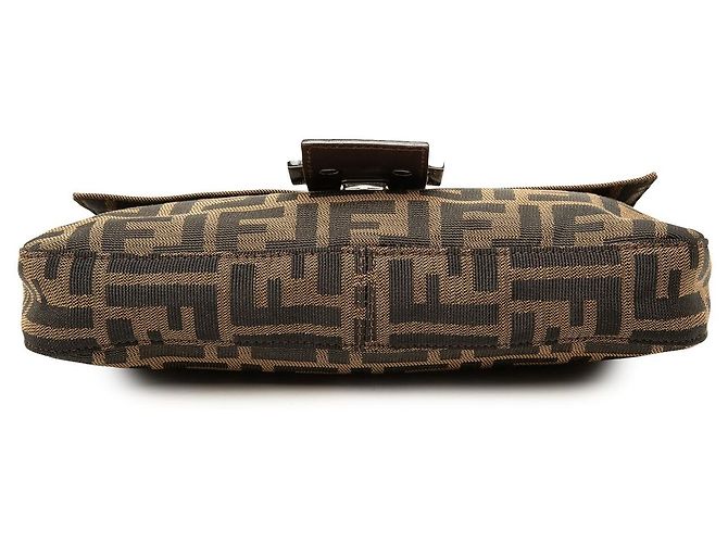Borsa a spalla Baguette Fendi Zucca in tela marrone - vista 3