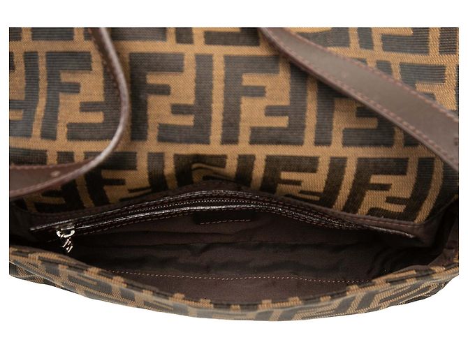 Borsa a spalla Baguette Fendi Zucca in tela marrone - vista 4