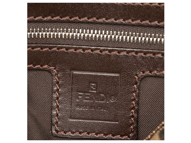 Borsa a spalla Baguette Fendi Zucca in tela marrone - vista 5