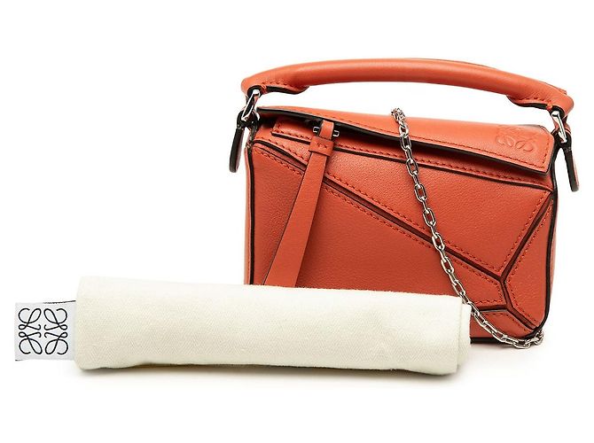 Borsa Nano Puzzle LOEWE in vitello Orange Arancione - vista 7