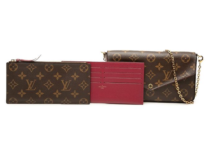 Borsa a tracolla Louis Vuitton Monogram Pochette Felicie Marrone - vista 7