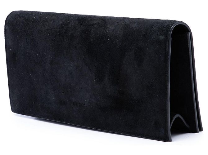 Clutch Gucci Broadway in camoscio nero con cristalli - vista 2