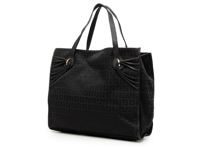 Borsa Tote Fendi Zucchino Canvas Nera Nero - vista 2