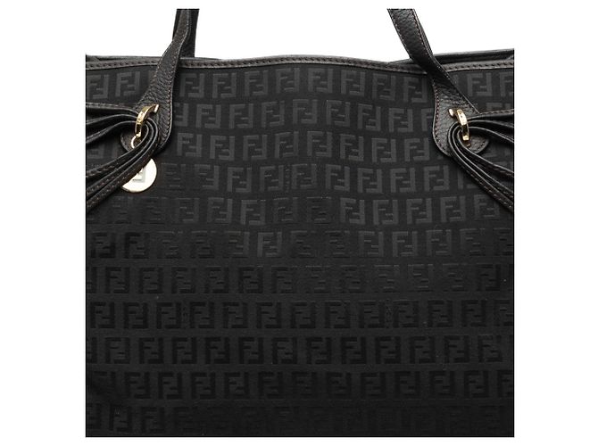 Borsa Tote Fendi Zucchino Canvas Nera Nero - vista 6