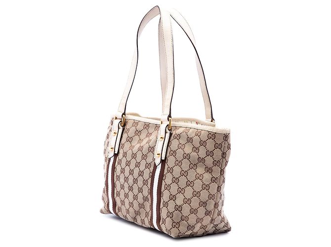 Borsa Tote Gucci GG Canvas Web Jolicoeur Beige - vista 2