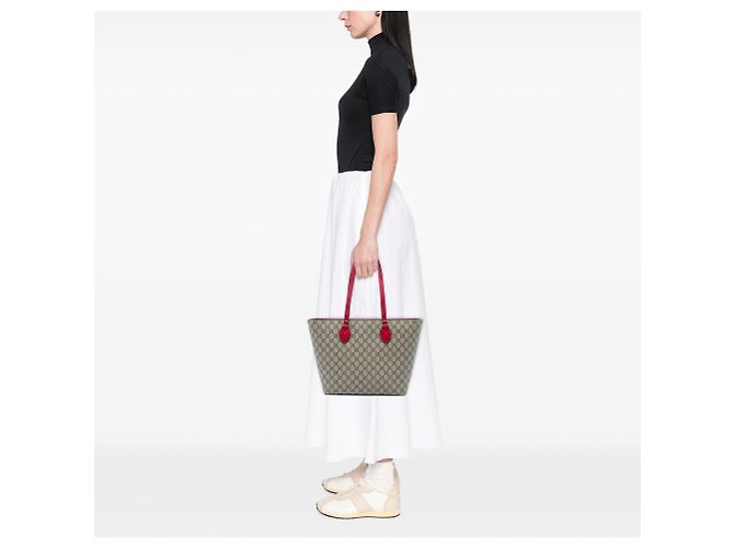 Tote Bag Zip Gucci Medium GG Supreme Linea A Beige - vista 5