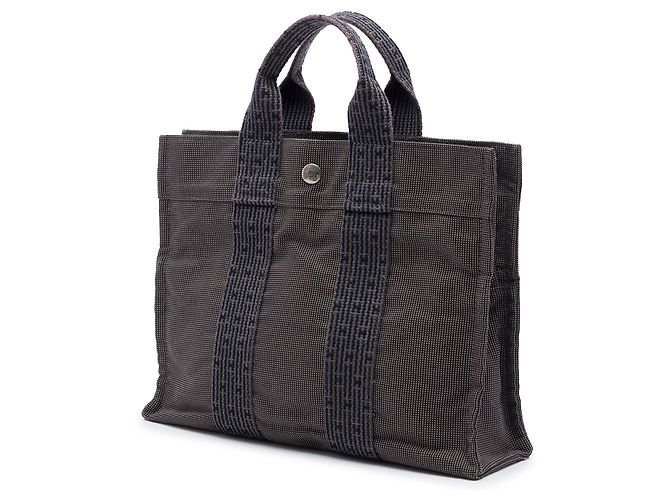 Hermès Herline PM Tote Bag aus Canvas grau - Ansicht 2