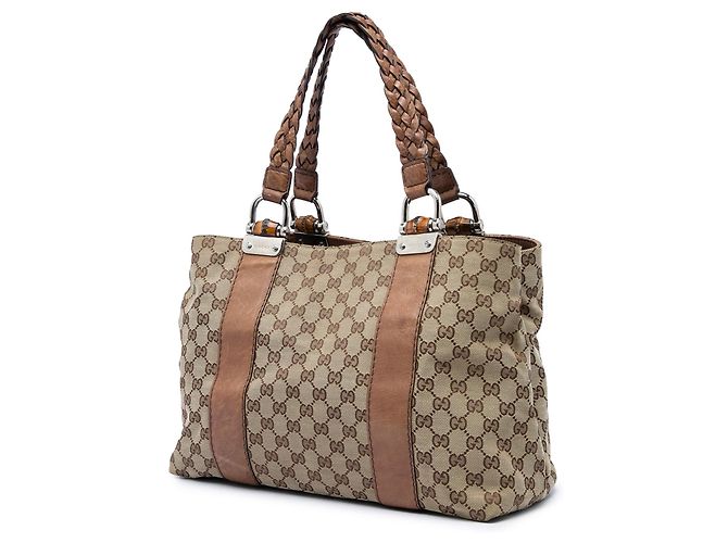 Gucci Medium GG Canvas Bamboo Libeccio Tote Beige - Ansicht 2