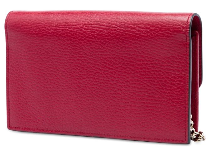 Borsa a tracolla con catena Gucci Interlocking G in pelle di vitello Dollar rossa Rosso - vista 2