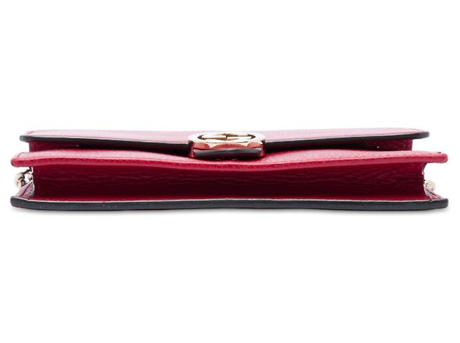 Borsa a tracolla con catena Gucci Interlocking G in pelle di vitello Dollar rossa Rosso - vista 3