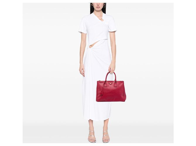 Prada Large Saffiano Lux Galleria Double Zip Tote Rot - Ansicht 6