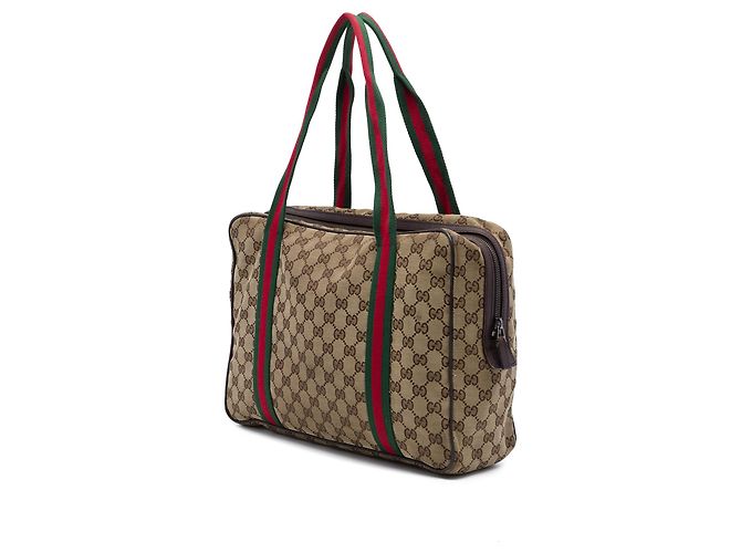 Borsa business Gucci GG Canvas Web beige - vista 2