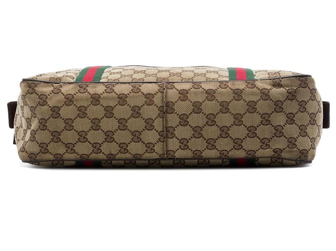 Borsa business Gucci GG Canvas Web beige - vista 3