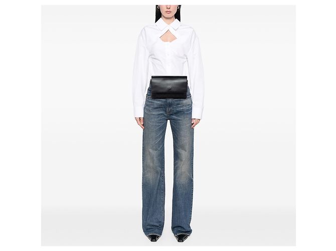 Borsetta a cintura Gucci in GG Canvas e pelle nera con fascia Web Nero - vista 6