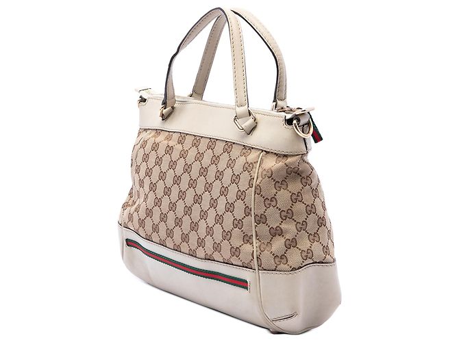 Borsa Mayfair Satchel Gucci GG Canvas Web Bianca Bianco - vista 2