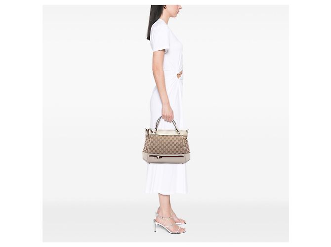Borsa Mayfair Satchel Gucci GG Canvas Web Bianca Bianco - vista 6