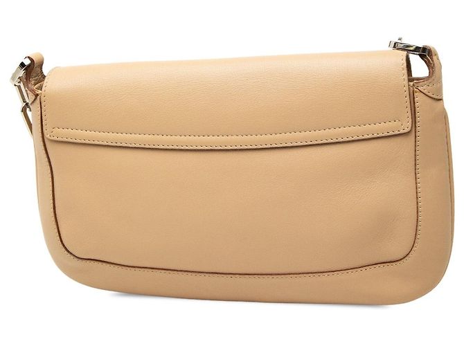 Bolsa de ombro com corrente Gucci em couro de bezerro bege - vista 2