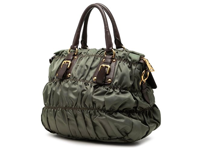 Bolso Satchel Prada Tessuto Gaufre Verde - vista 2