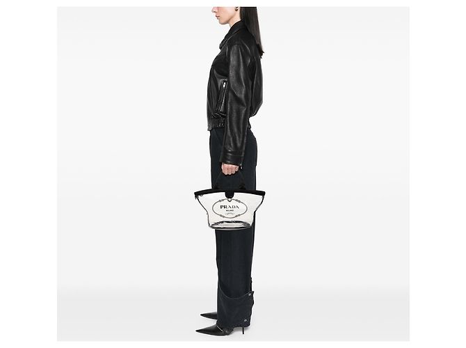 Prada PVC Canapa Logo Tote Satchel schwarz - Ansicht 6