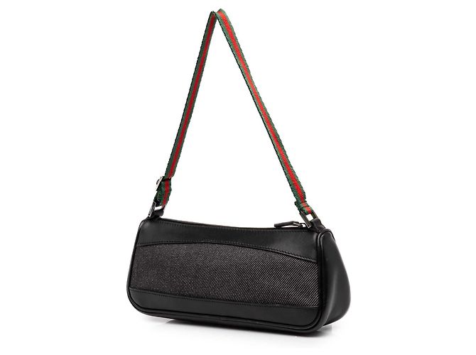 Gucci Denim Web Schultertasche in Schwarz - Ansicht 2