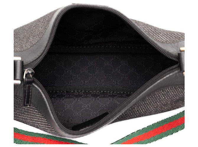 Gucci Denim Web Schultertasche in Schwarz - Ansicht 4